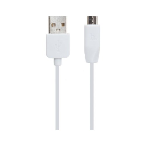 Дата кабель USB 2.0 AM to Micro 5P 1.0m 2.4A PVC X1 white HOCO (6957531032038)