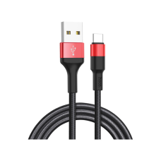 Дата кабель USB 2.0 AM to USB-C 1.0m 2A 18W nylon X26 black+red HOCO (6957531080251)