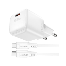 Зарядное устройство Acefast USB-C 30W Gan A77 mini + USB-C cable Fast Charger White (6974316282853)