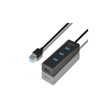 Концентратор AXAGON USB 3.1 to 4xUSB 3.0 1.2m + cable USB to Micro 5P black (HUE-S2BL)