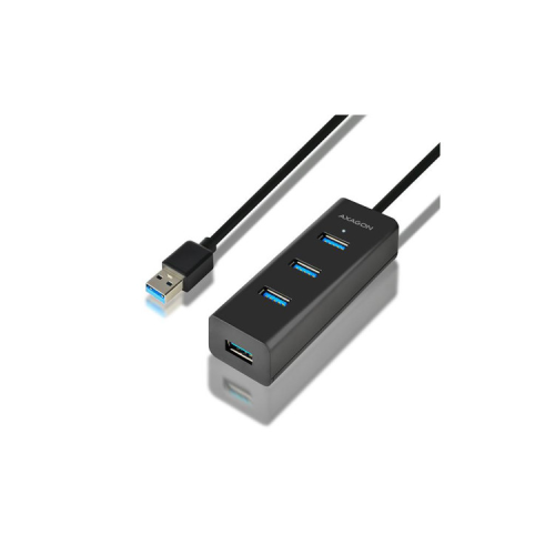 Концентратор AXAGON USB 3.1 to 4xUSB 3.0 1.2m + cable USB to Micro 5P black (HUE-S2BL)