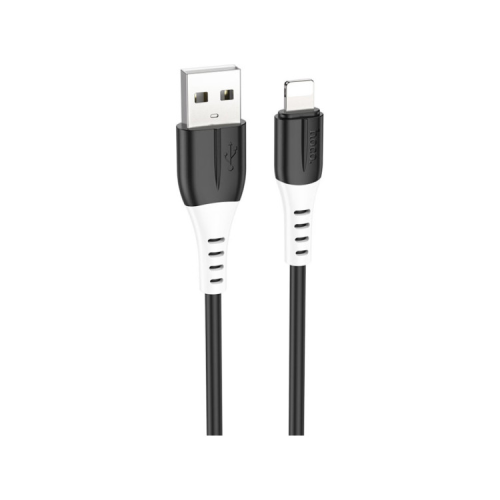 Дата кабель USB 2.0 AM to Lightning 1.0m 2.4A silicone X82 black HOCO (6931474768537)