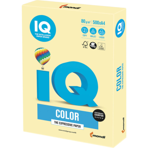 Бумага Mondi IQ color А4 pastel, 80g 500sheets, Yellow (YE23/A4/80/IQ)