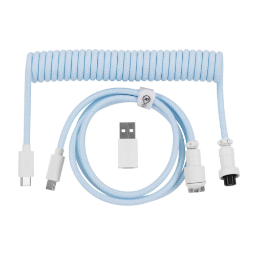 Дата кабель USB-C + USB A to USB-C 1.36m Coiled Aviator blue Keychron (CAB19_KEYCHRON)