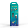 Дата кабель USB 2.0 AM to Lightning + Micro 5P + USB-C 1.0m 2.4-3A black Grand-X (PX-31B)