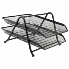 Лоток для бумаг Axent горизонтальный 2-в-1, металлическая сетка 203x295x350мм Черн (2121-01-A)