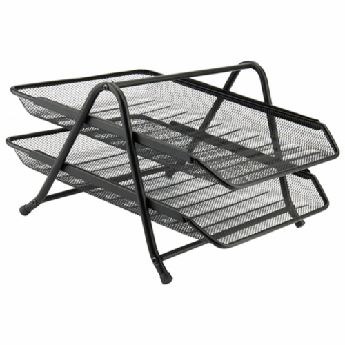 Лоток для бумаг Axent горизонтальный 2-в-1, металлическая сетка 203x295x350мм Черн (2121-01-A)