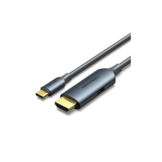 Кабель мультимедійний USB-C to HDMI M 1.5m 4K60Hz + USB-C F power gray Vention (ABLHG)