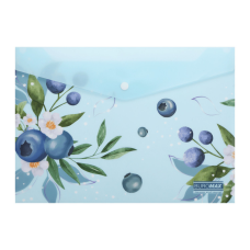 Папка - конверт Buromax А4 на кнопці, BLUEBERRY ARABESKI, напівпрозора, морська хвиля (BM.3943-17)