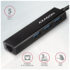 Концентратор AXAGON USB-C to 3xUSB-A + RJ45 0.2m metal black (HMC-GL3A)