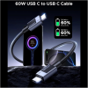 Дата кабель USB-C to USB-C 2.0m PD60W 3A braided L524 gray Ugreen (55775)