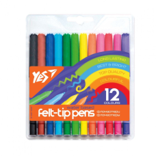 Фломастери Yes Erudite, 12 кольорів (650459)