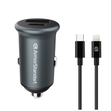 Зарядное устройство Armorstandart USB Type-C PD20W + USB QC 3.0 Grey + cable Lightning (ARM82460)