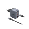 Зарядний пристрій Vention 2xUSB-C PD70W + 1xUSB QC3.0 22.5W GaN + cable USB-C to USB-C 1.0m black gray (TZ-FEXH0-EU)