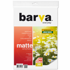 Фотопапір Barva A4 Everyday Matte, Self Adhesive 105г, 20с (IP-ALE105-268)