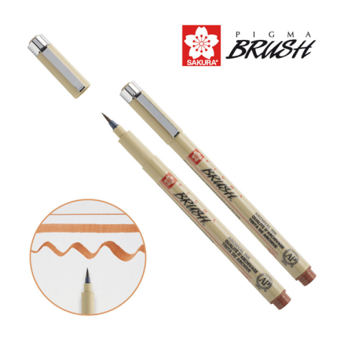 Лайнер Sakura пензель PIGMA Brush, Коричневий (084511352148)