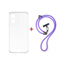 Чохол до мобільного телефона Dengos Case + Cross-body Strap Motorola G06/G06 Power Clear+Purple (DG-KM-CCRB-30)