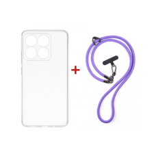 Чохол до мобільного телефона Dengos Case + Cross-body Strap Motorola G17/G17 Power Clear+Purple (DG-KM-CCRB-32)