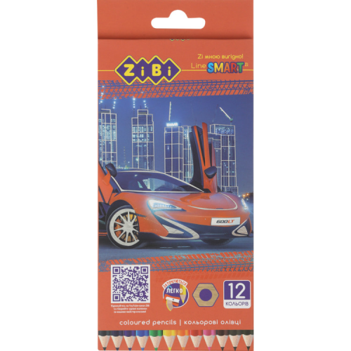 Олівці кольорові ZiBi Car шестигранні 12 кольорів (ZB.2446)