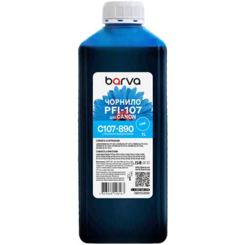 Чернила Barva Canon PFI-102/107 1L C (C107-890)