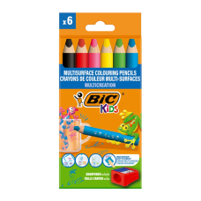 Олівці кольорові Bic Multisurface, 6 шт + стругачка (bc515220)