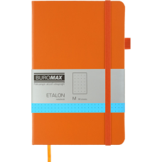 Книга записна Buromax Etalon 125x195 мм 96 аркушів в точку обкладинка зі штучної шкіри Помаранчева (BM.291360-11)