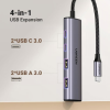 Концентратор Ugreen USB-C to 2xUSB 3.0 + 2xUSB-C CM473 gray (15395)