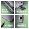 Концентратор AXAGON USB-C 12-in-1 HDMI + DisplayPort + RJ45 1000Mbps + PD100W aluminum gray (HMC-12GM2)