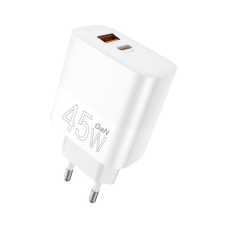 Зарядное устройство WUW C209 1xUSB-C PD45W + 1xUSB QC3.0 18W White (WUW-C209)