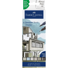 Художній маркер Faber-Castell набір акварельних двосторонніх Goldfaber Gofa Sketch Markers Architecture, 6 кольорів (32545)