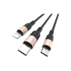 Дата кабель USB 2.0 AM to Lightning + USB-C + Micro 5P 1.0m 2A nylon X26 black+gold HOCO (6957531080275)