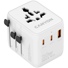 Зарядное устройство Canyon OnTour 20 2xUCB-C + USB-A EU/UK/US/AUS 20W White (CNS-TA20W1005W)
