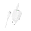 Зарядний пристрій BOROFONE BN27 Fuente 1xUSB-C PD20W + 1xUSB QC3.0 + cable USB-C to USB-C White (6941991120282)