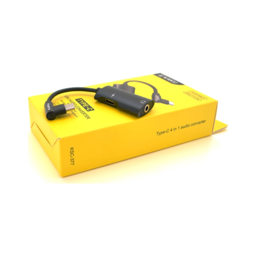 Перехідник USB-C 4-in-1 Audio Adapter USB-C + 3.5mm black iKAKU (KSC-377-TC)
