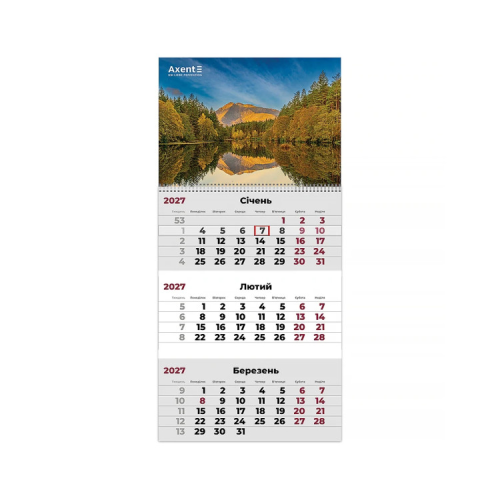 Календар Axent настінний квартальний 2027 р.,1 пр. Mountains 2 (8801-27-5-A)