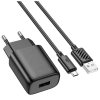 Зарядний пристрій HOCO C134A Solid USB + cable USB to Micro 5P Black (6942007621335)