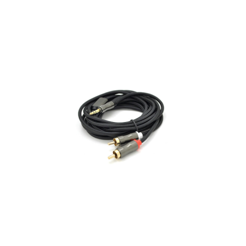 Кабель мультимедійний 3.5mm M to 2xRCA M 1.5m Stereo black VEGGIEG (YT-AR2-1.5V-A601)