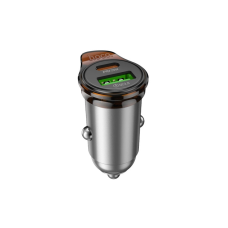 Зарядний пристрій HOCO 1xUSB-C PD25W + 1xUSB QC3.0 43W car adapter NZ16A gray (6942007644747)
