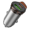 Зарядний пристрій HOCO 1xUSB-C PD25W + 1xUSB QC3.0 43W car adapter NZ16A gray (6942007644747)