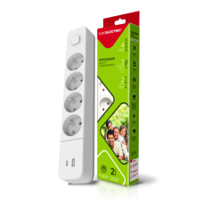 Мережевий фільтр живлення EUROELECTRIC Х4 10А 2м USB, Type-C, Black (EE-104USB/C-2M)