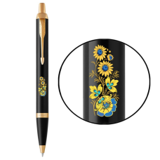 Ручка кулькова Parker IM 17 UKRAINE Black GT BP Квіти (22032_T1050u)