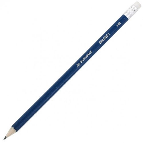 Олівець графітний Buromax НВ, with eraser, assorted colors, tube (BM.8501)