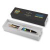 Ручка шариковая Parker IM 17 UKRAINE Black GT BP Трезубец фигурный на фоне флага (22032_T1026u)