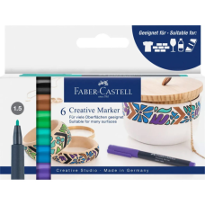 Набір маркерів Faber-Castell тонких для декору Creative Marker M (1,5 мм), 6 кольорів (32660)