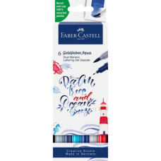 Художній маркер Faber-Castell набір акварельних двосторонніх Goldfaber Aqua Dual Marker Sea, 6 кольорів (32308)
