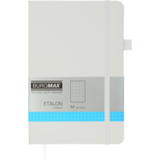 Книга записна Buromax Etalon 125x195 мм 96 аркушів в точку обкладинка зі штучної шкіри Біла (BM.291360-12)