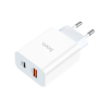 Зарядний пристрій HOCO C97A 1xUSB-C PD20W + 1xUSB QC3.0 White (6931474766076)