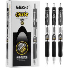 Ручка гелева Baoke Elite автоматична 0.7 мм, з грипом, чорна, 12 шт (PC1910-black)