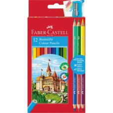 Олівці кольорові Faber-Castell Замок 12+3 кольорів з чинкою (110312) (22086)