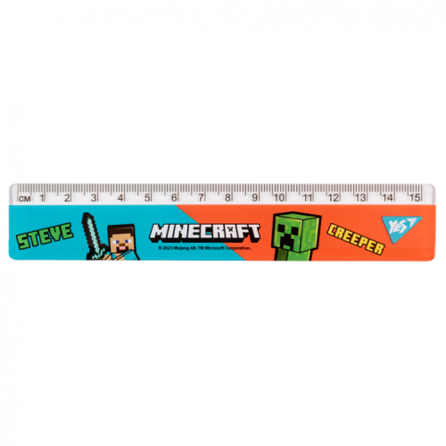 Лінійка Yes Minecraft блакитно-червона 15 см (370654)